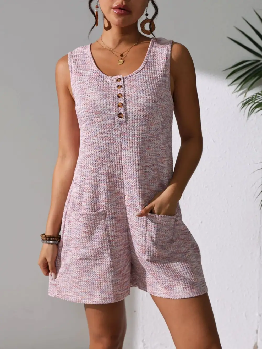 Everyday Button Front Pocket Romper