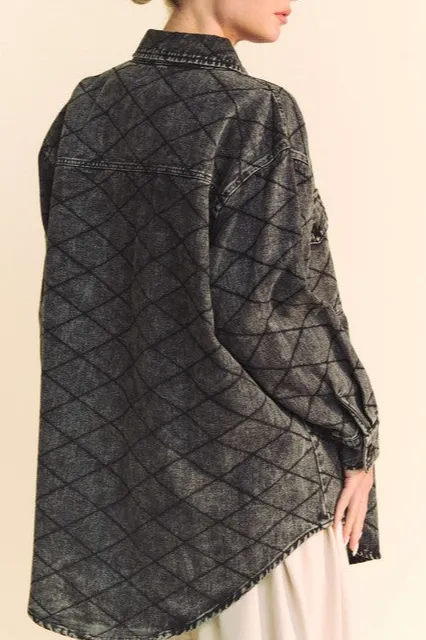 Quilted Denim Cotton Textured Jacket