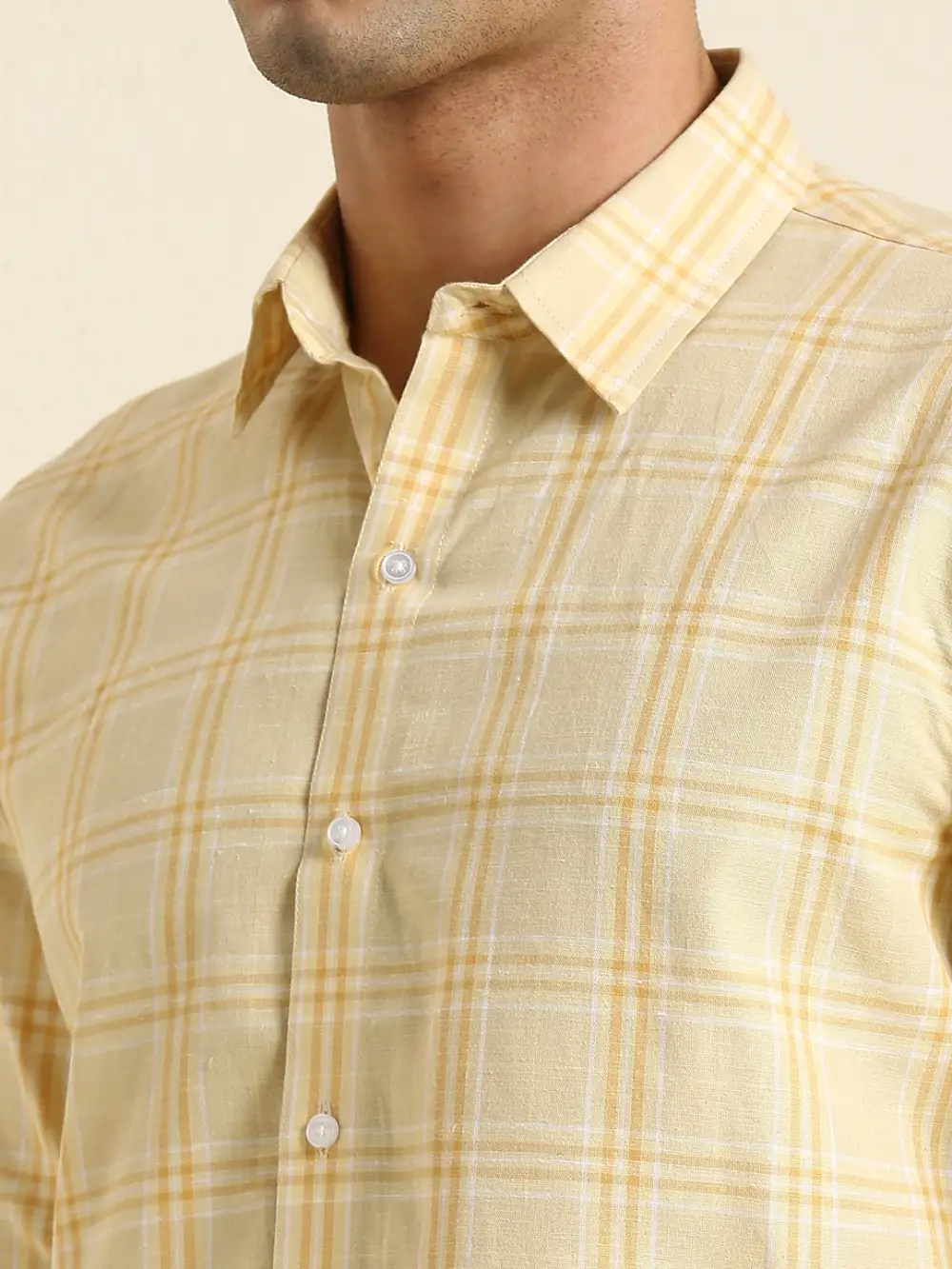 Checked Plaid Slim Fit Men's Formal Shirt