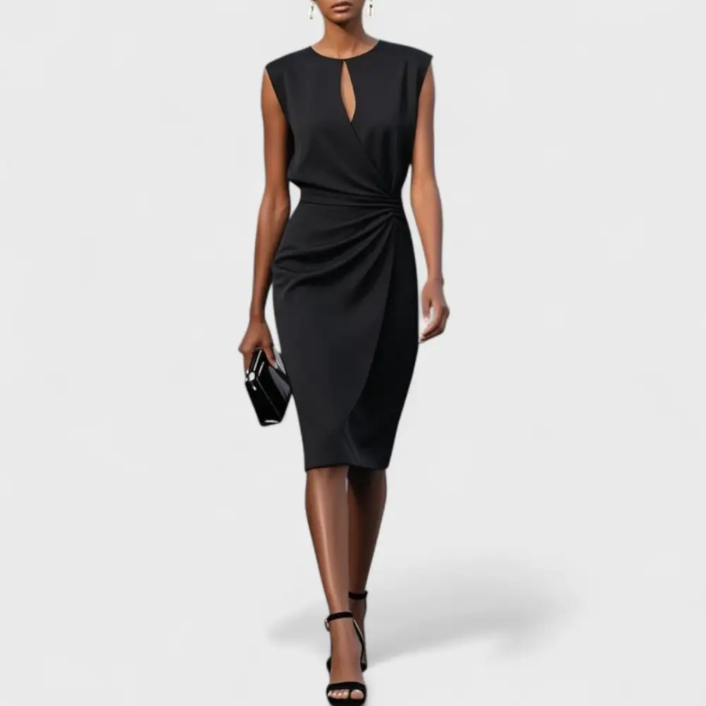  Draped Waist Midi Dress