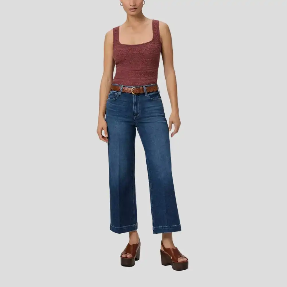Relaxed Wide-Leg Ankle-Length High-Waist Women's Jeans