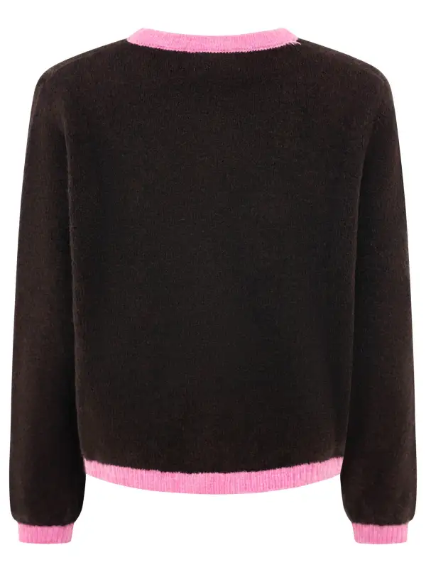 Layered Wool Viscose Longline Heart Pattern Cardigan