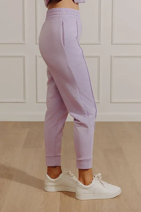 High Waist Relaxed Scuba Knit Cuffed Pants