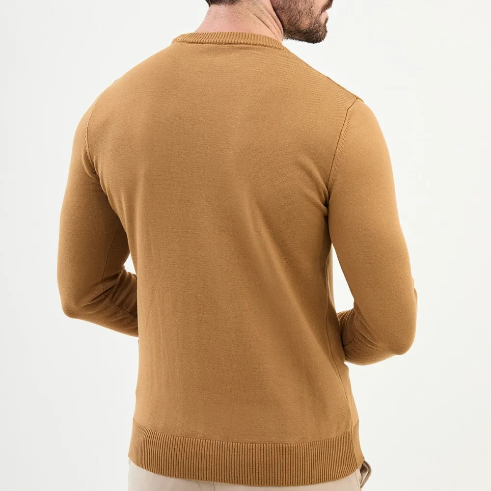 Refined Long Sleeve Slim Fit Cotton Knit Sweater