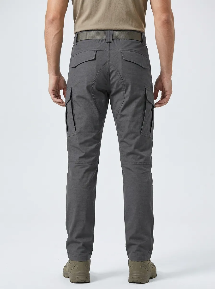 Men's Tactical Elastic-Waist D-Ring Cargo-Pocket Cargo Pants