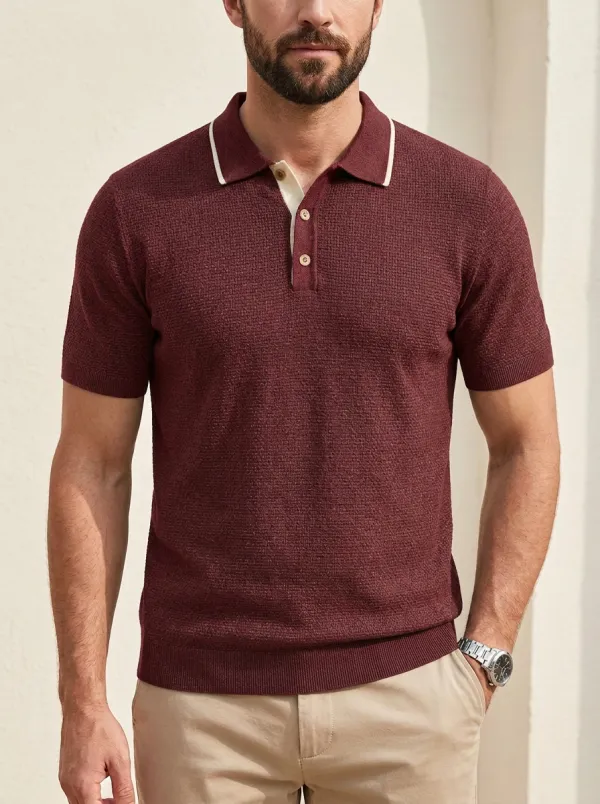 Men's Classic Everyday Contrast Collar Polo Shirt