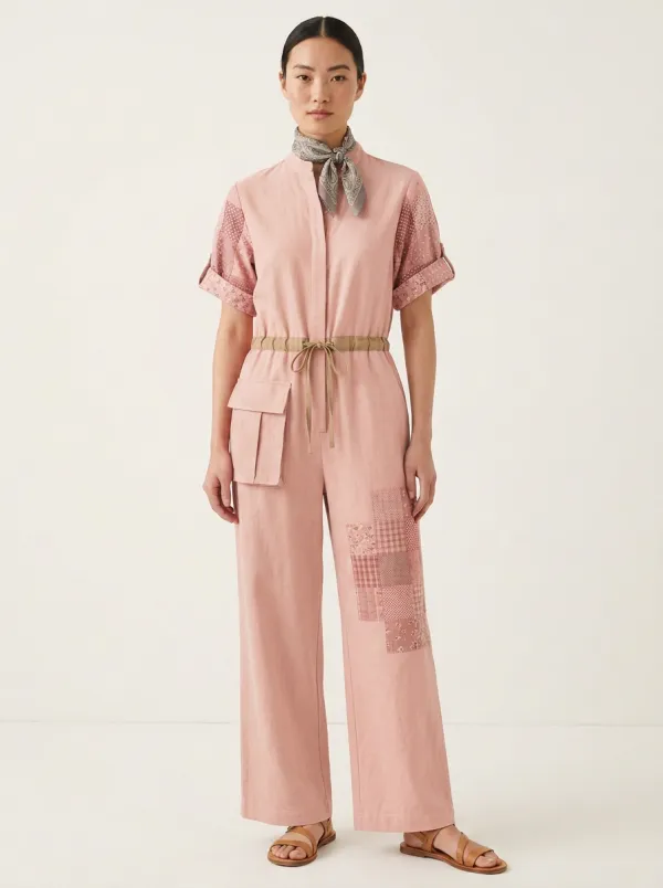 Women's Marin Casual Boho Patchwork Colorblock Graphic Jumpsuit