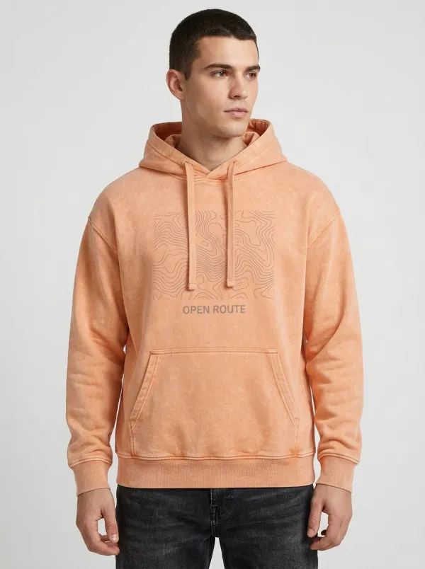 Men's Outdoor Hiking Lover Open Route Topographic Print Hoodie