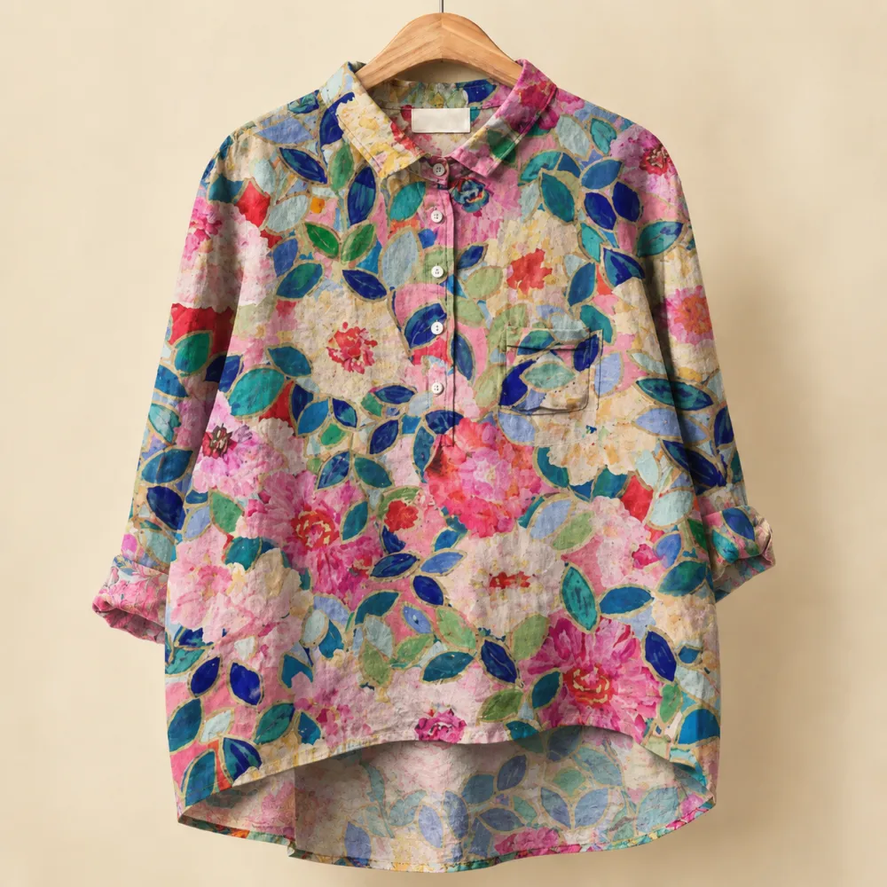 Relaxed Collared Floral Blouse