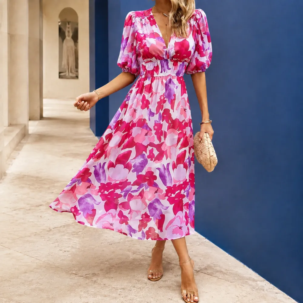 Printed A-Line Maxi Dress