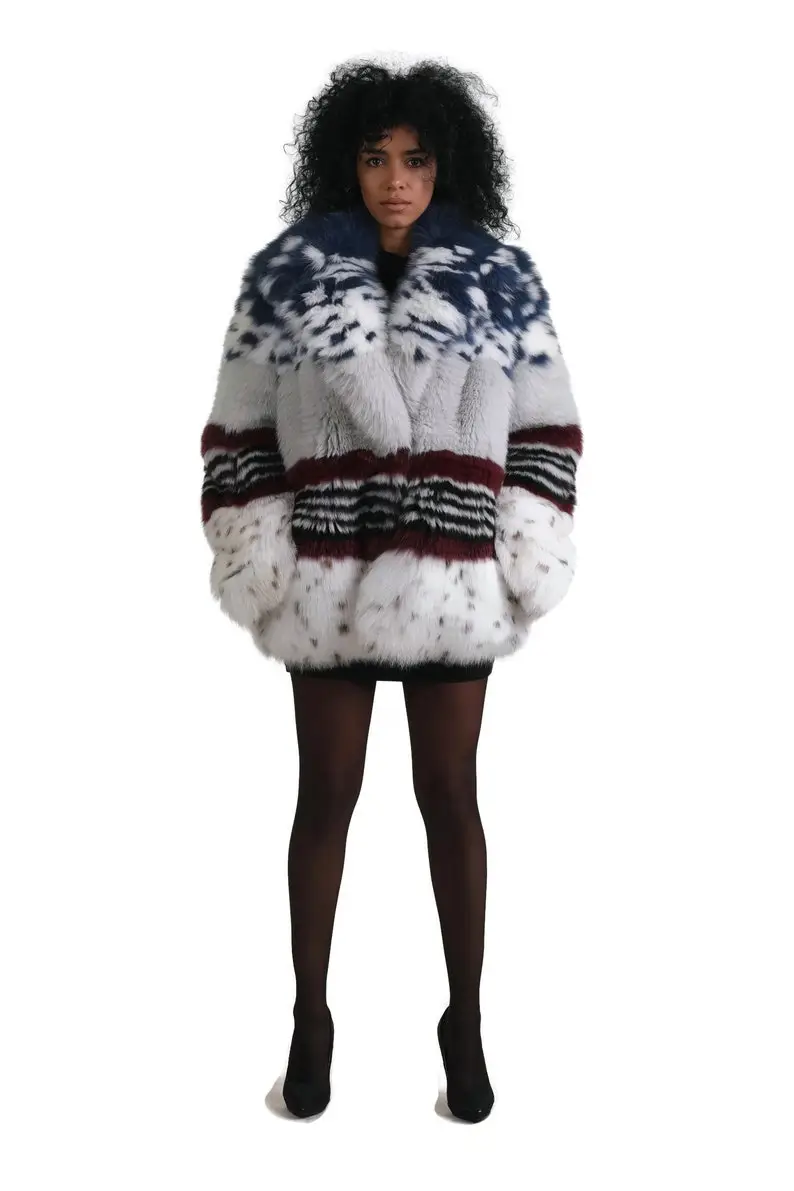 Multicolored Fox Fur coat