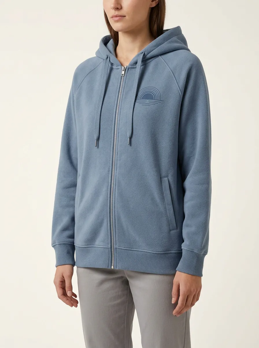 Women's Sunset-Graphic Raglan Full-Zip Welt-Pocket Hoodie
