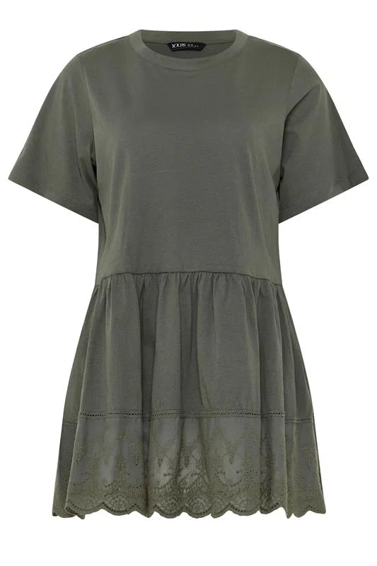 Green Tiered Peplum Top detail 4
