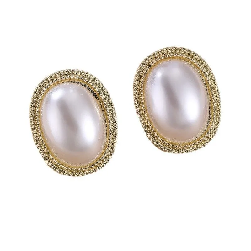 Minimal Floral Pearl Statement Earrings