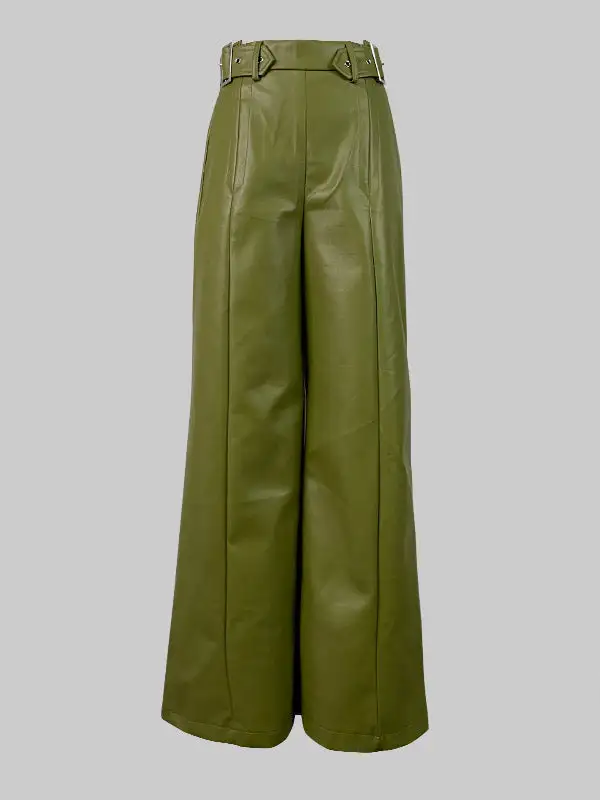 Women's High Waist Loose Fit Pleated Pocket Pants
