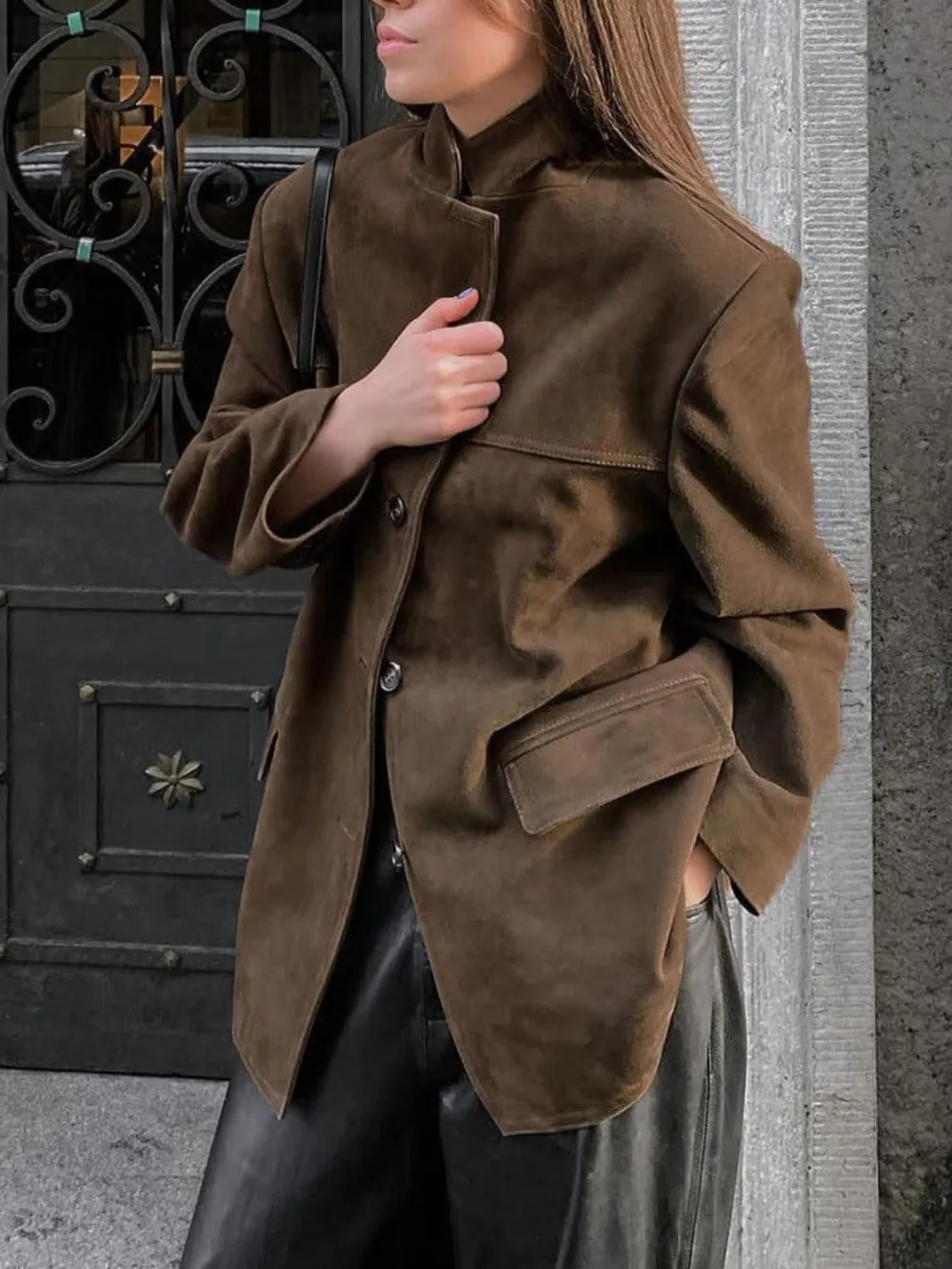 Lapel-Collar Collared Pocketed Jacket
