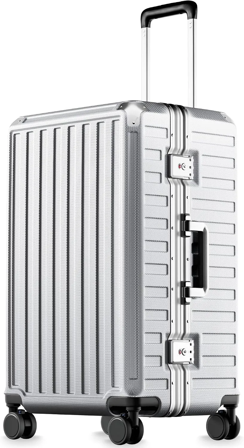 LUGGEX 28 Inch Zipperless Checked Luggage, Charcoal Metallic
