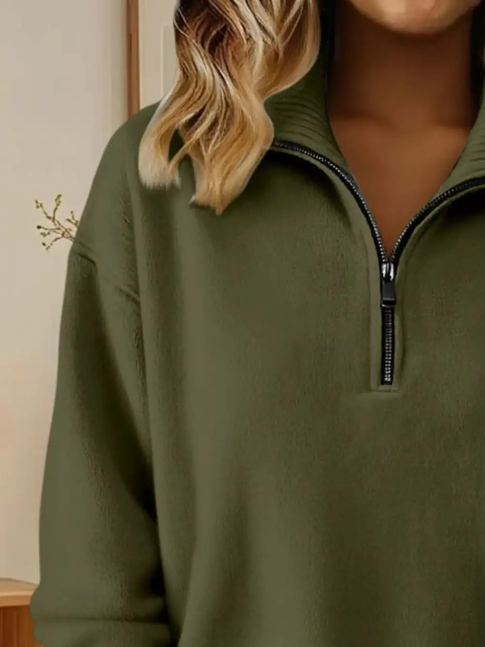 Half-Zip Drop Shoulder Sweater