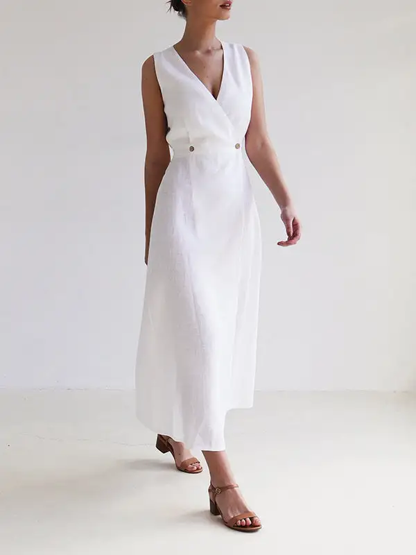 Joint Sleeveless Neck Maxi Dress