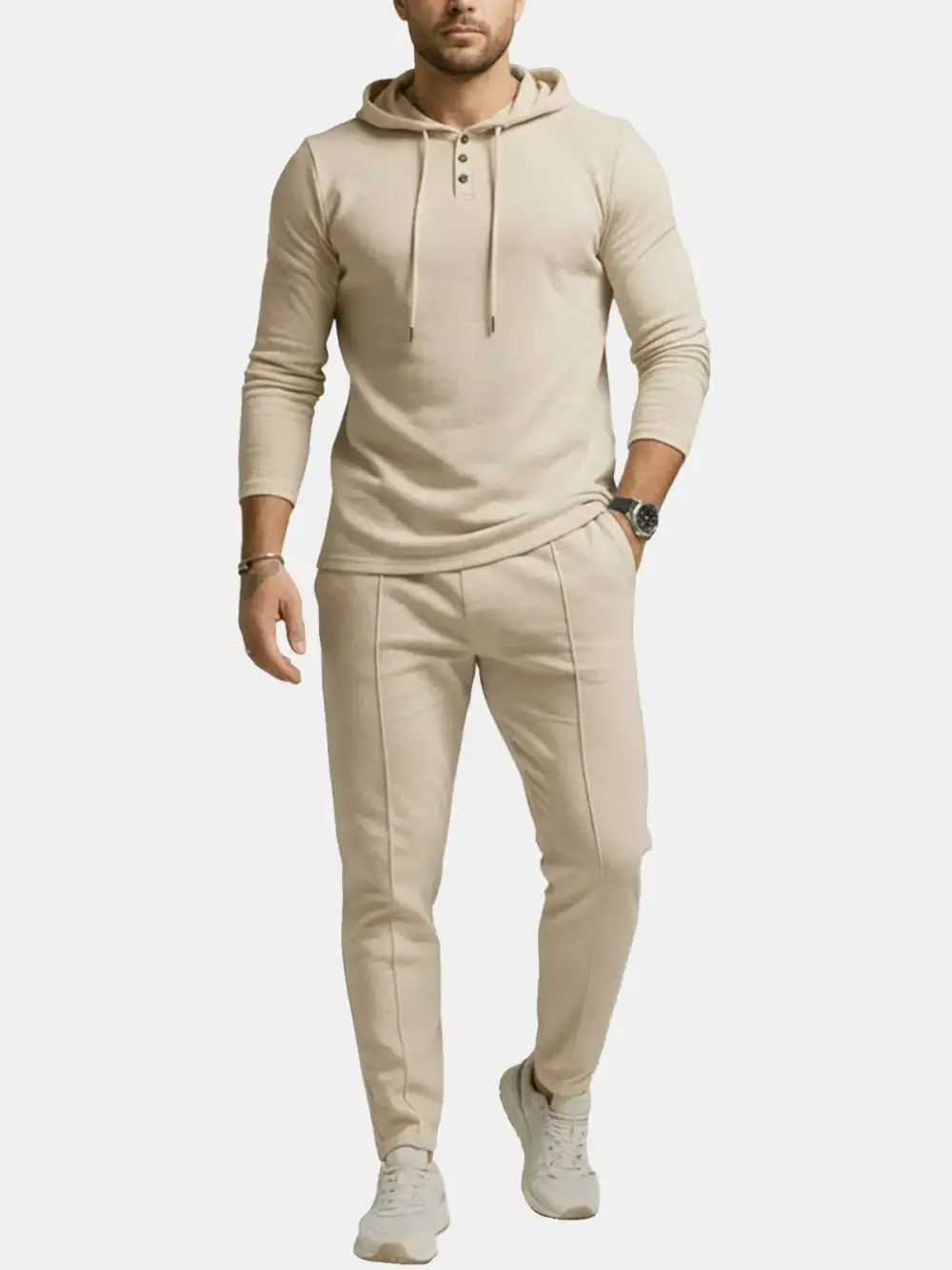 Ribbed Hoodie Tapered Jogger Two Piece Set