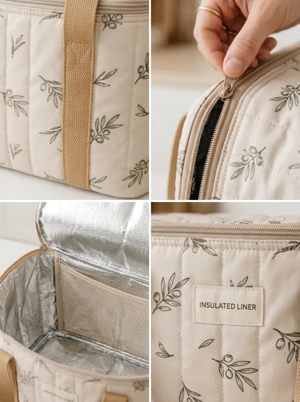 Olive Branch Pattern Insulated Thermal Lunch Tote Bag