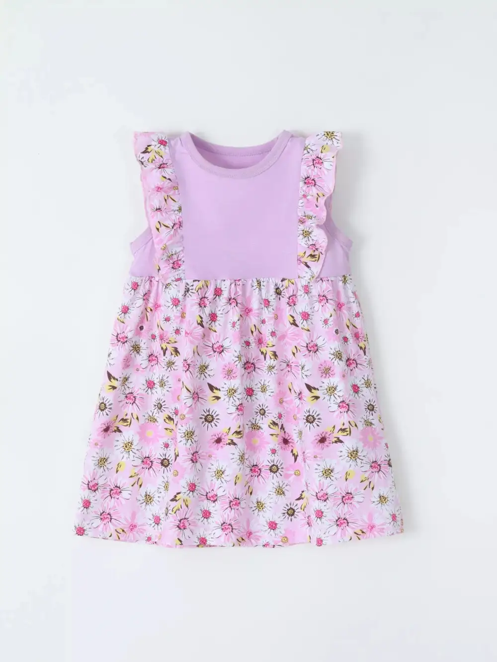Girls Floral Ruffle Sleeve Dress