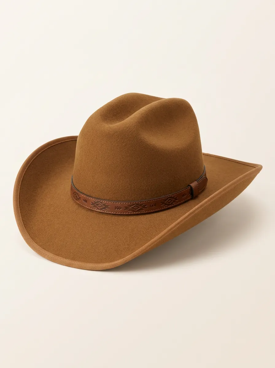 Embossed Geometric Pattern Felt Cowboy Hat