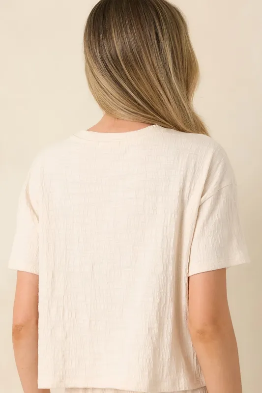 Ivory Textured Cropped Tee
