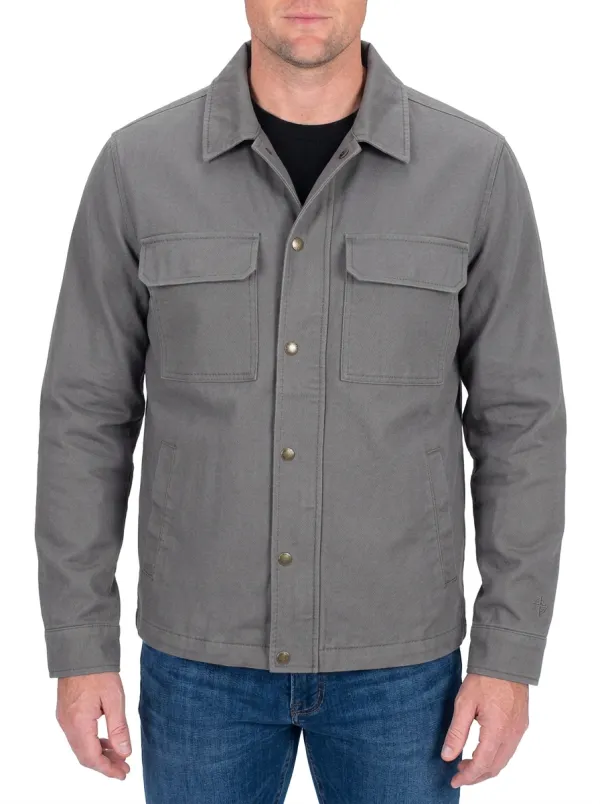 Men's Olive Green Military Style Button Up Utility Jacket
