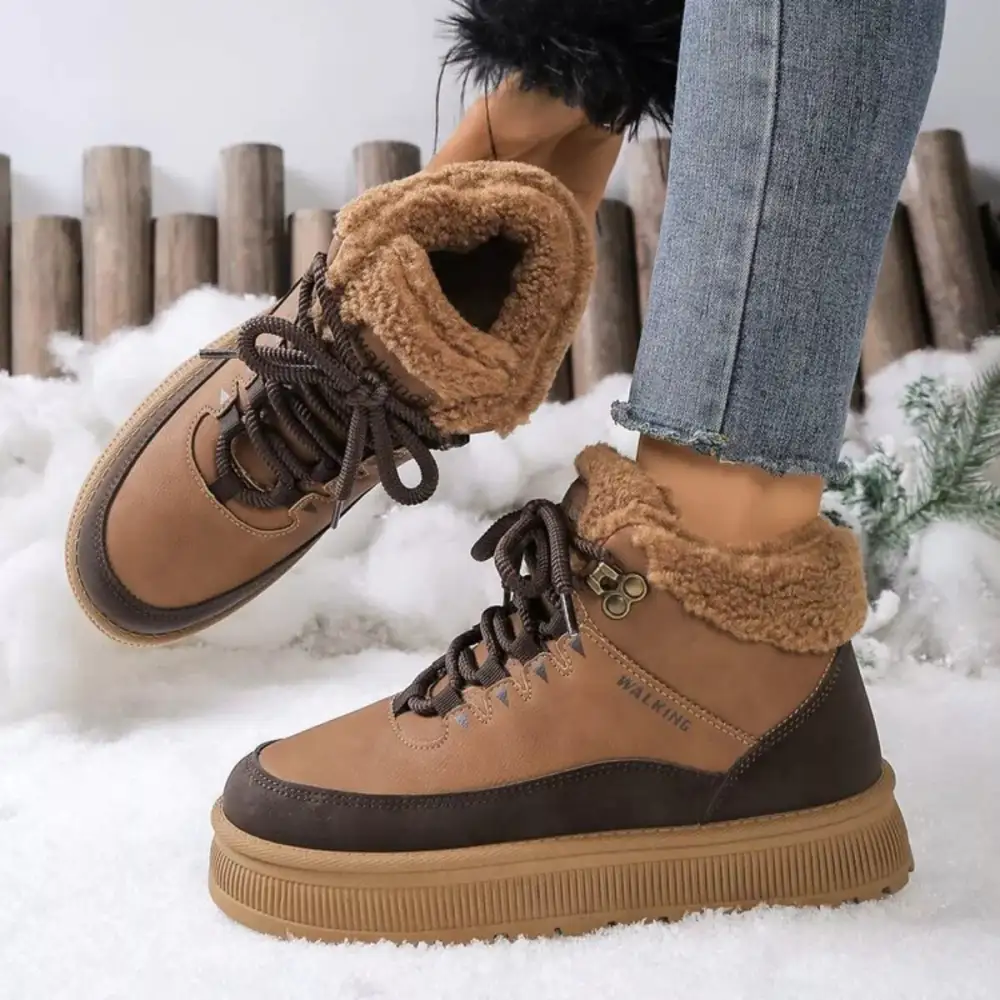 Relaxed Lace-Up Platform Ankle Boots