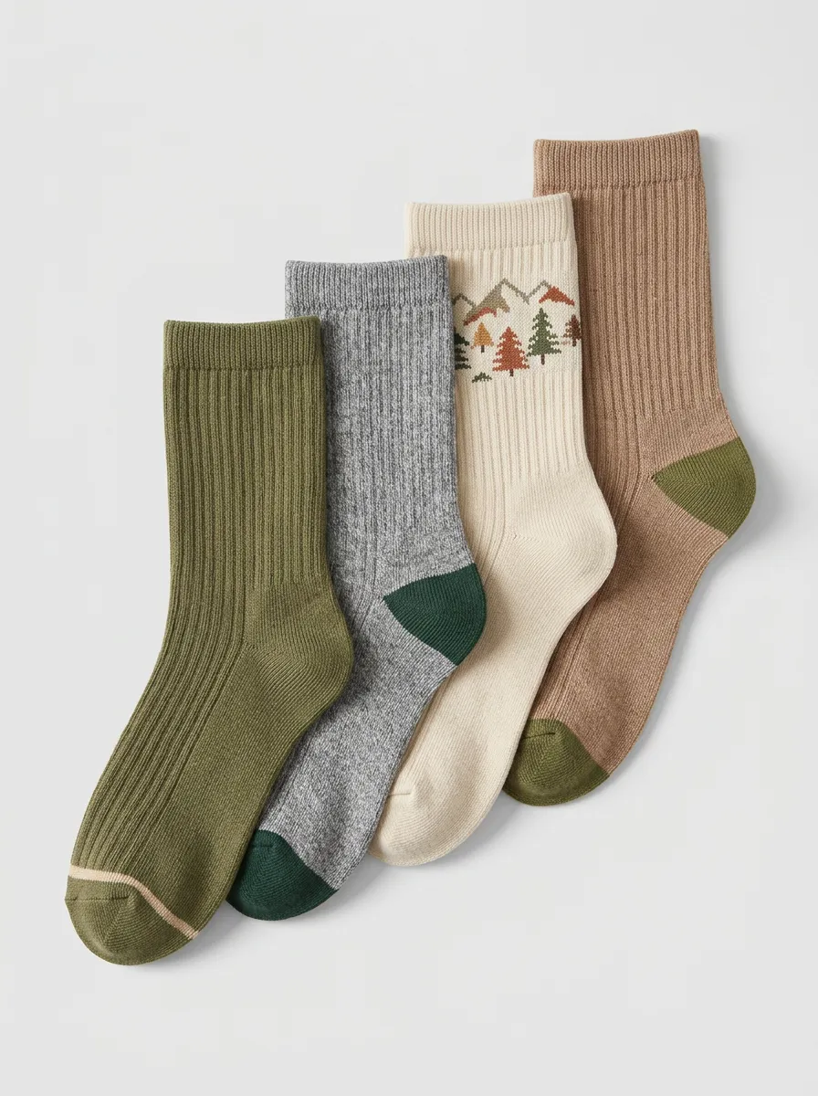 Mountain Forest Men's Four-Pair Long Socks