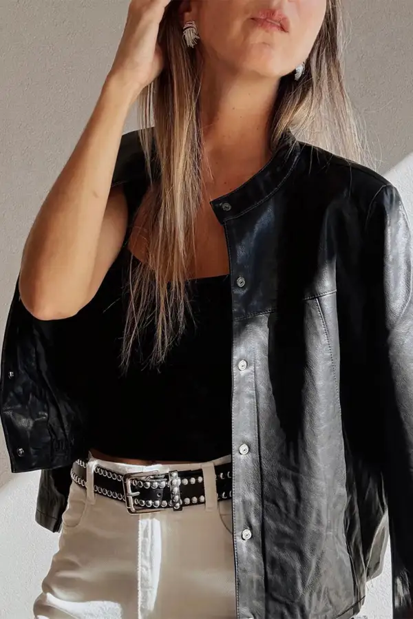 Refined Faux-Leather Jacket