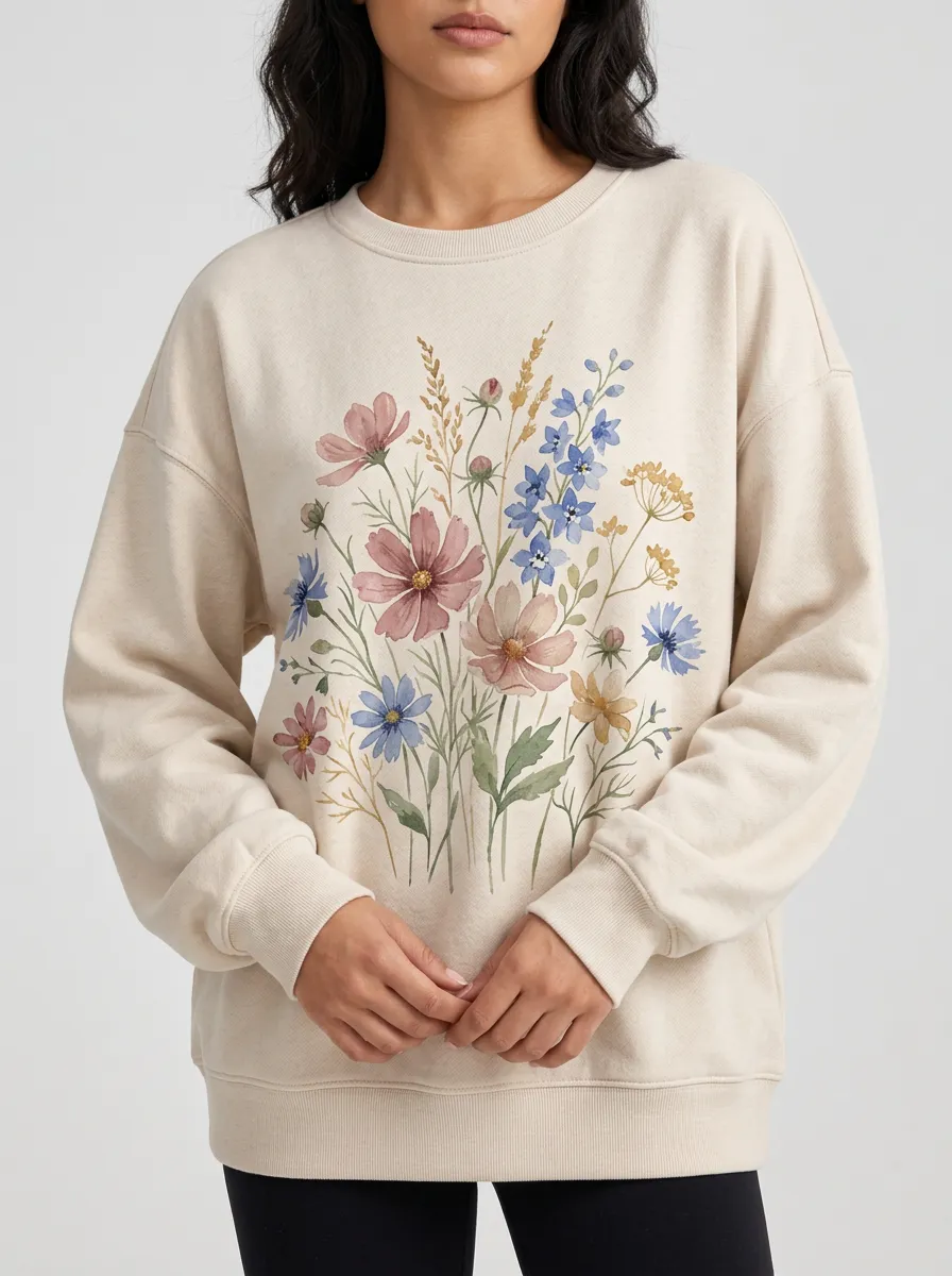 Women's Everyday Pullover with Wildflower Print