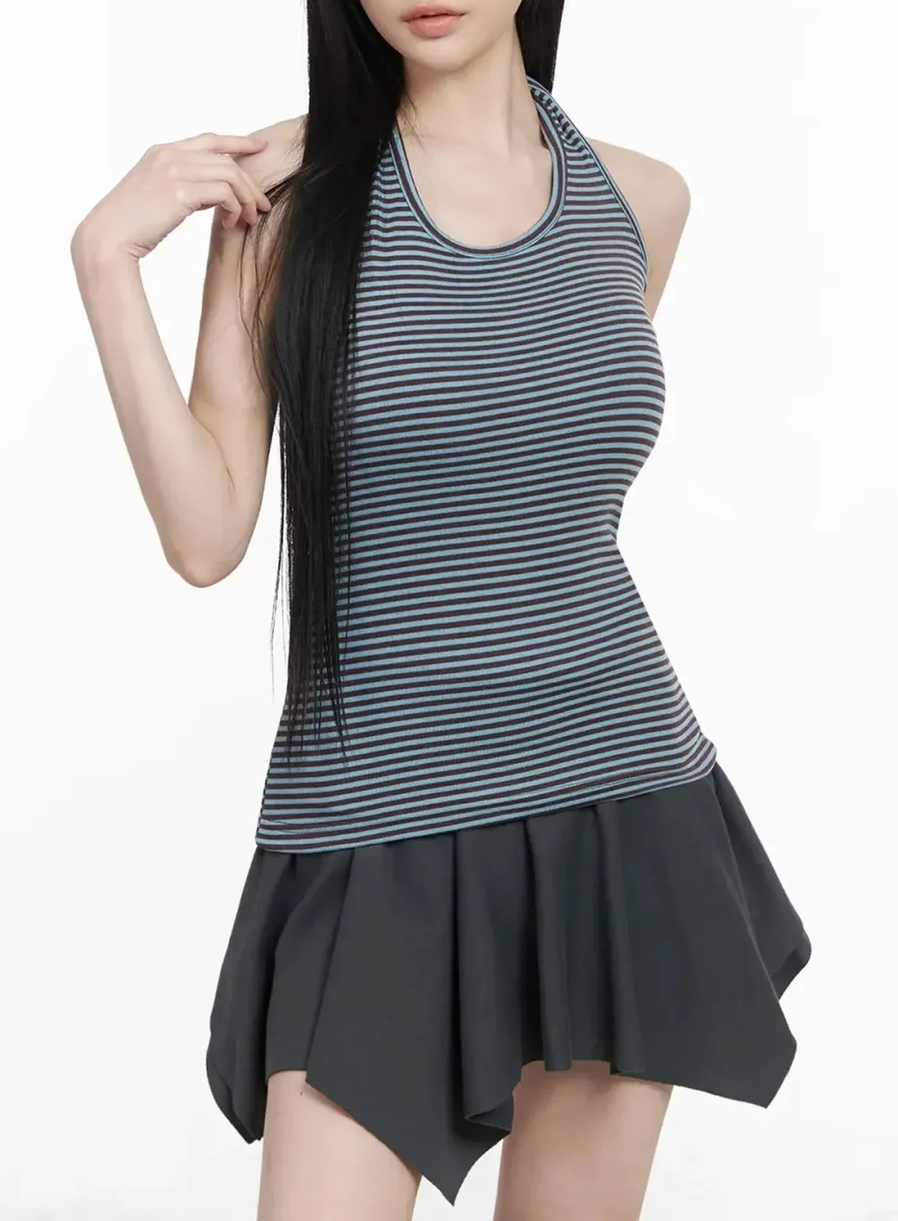 Striped Halter Neck Tank Top
