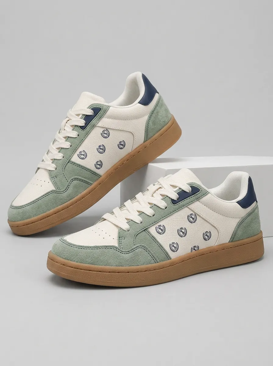 Men's Vintage Crest Pattern Patterned Casual Skate Shoes