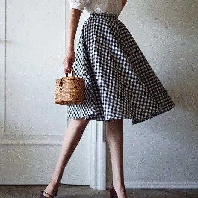 Polished Leisure Everyday Casual Plaid Skirt