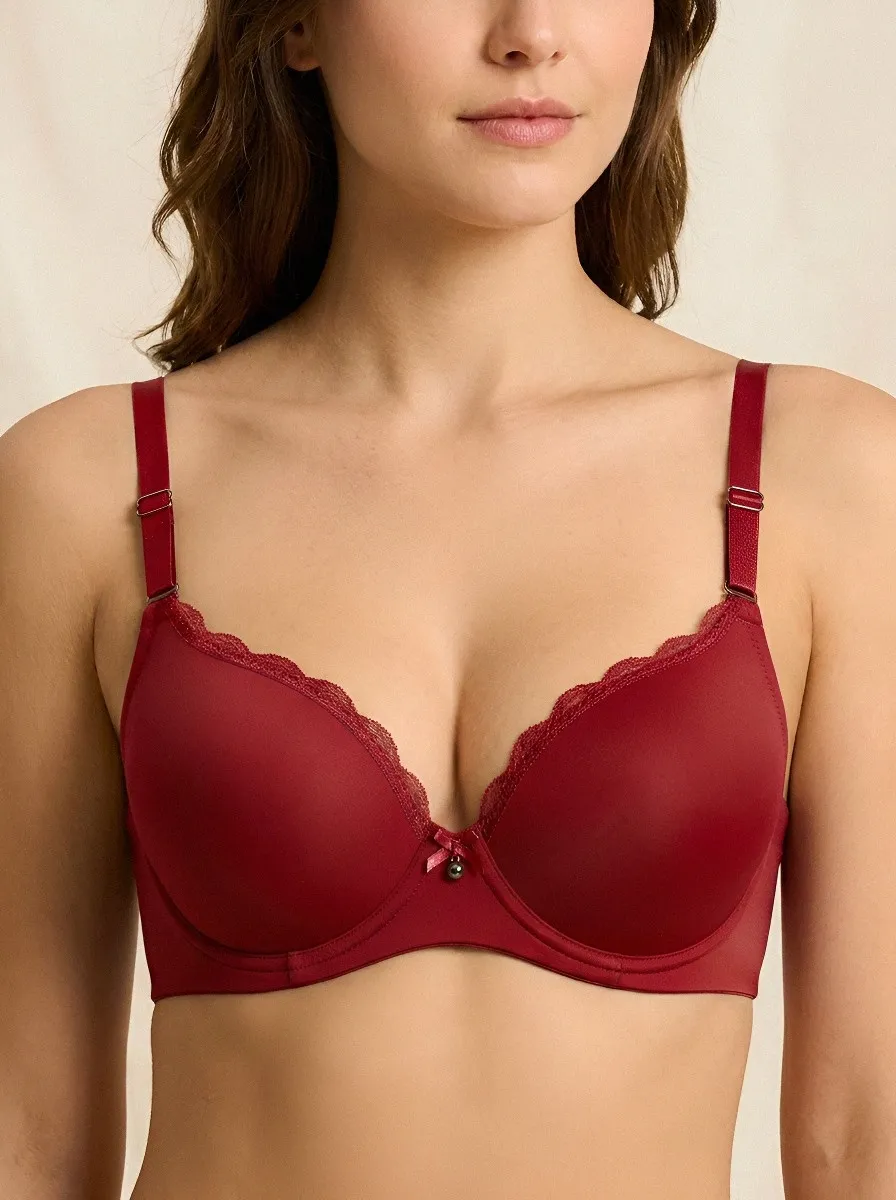 Women's Padded Underwire Seamless Lace-Trim Bra