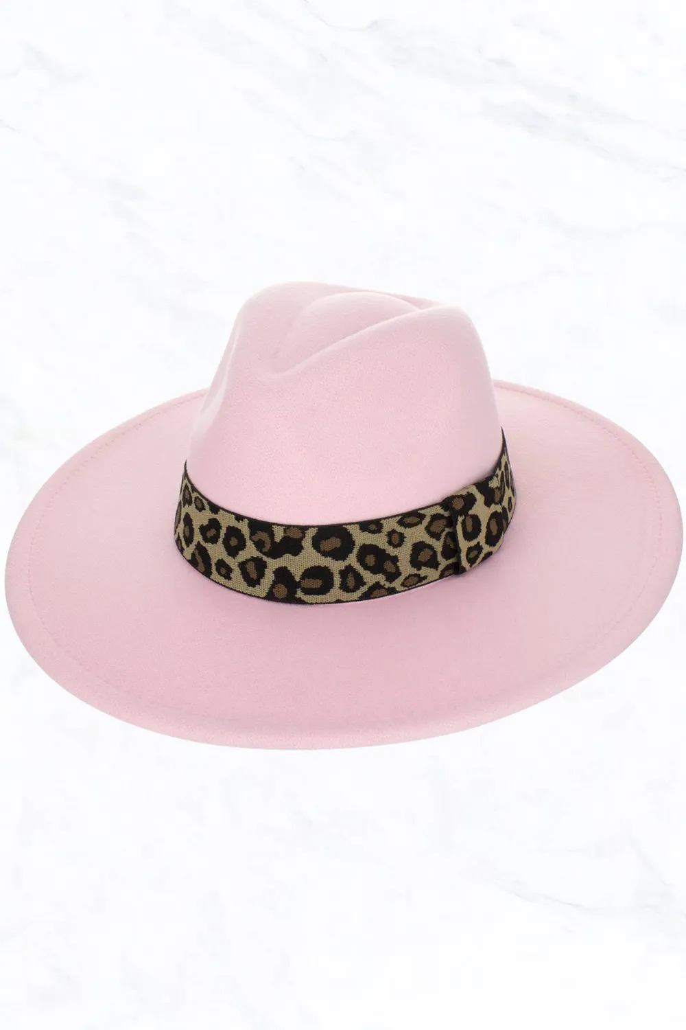 Big Brim Peach Heart Top Jazz Hat Wide Leopard Belt