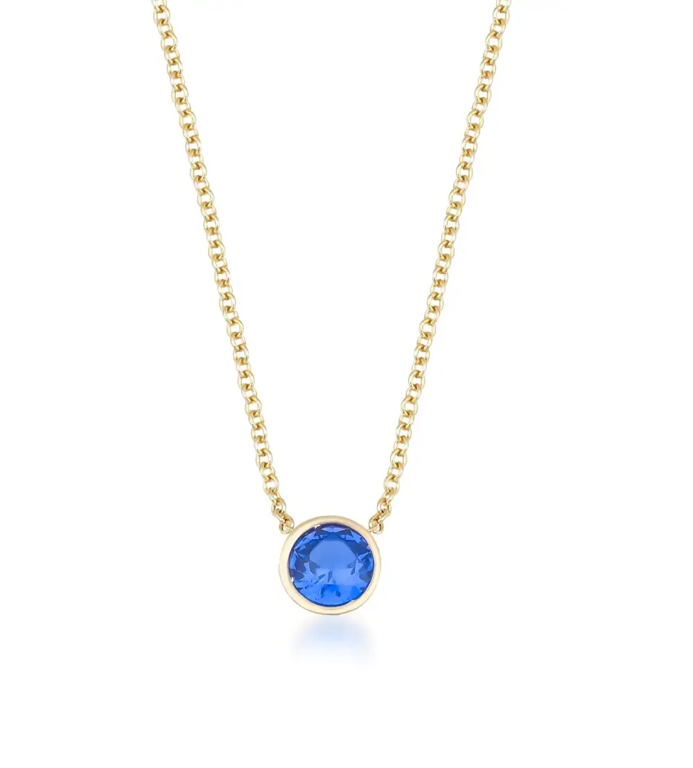 Dainty Bezel Set Solitaire Sapphire Necklace