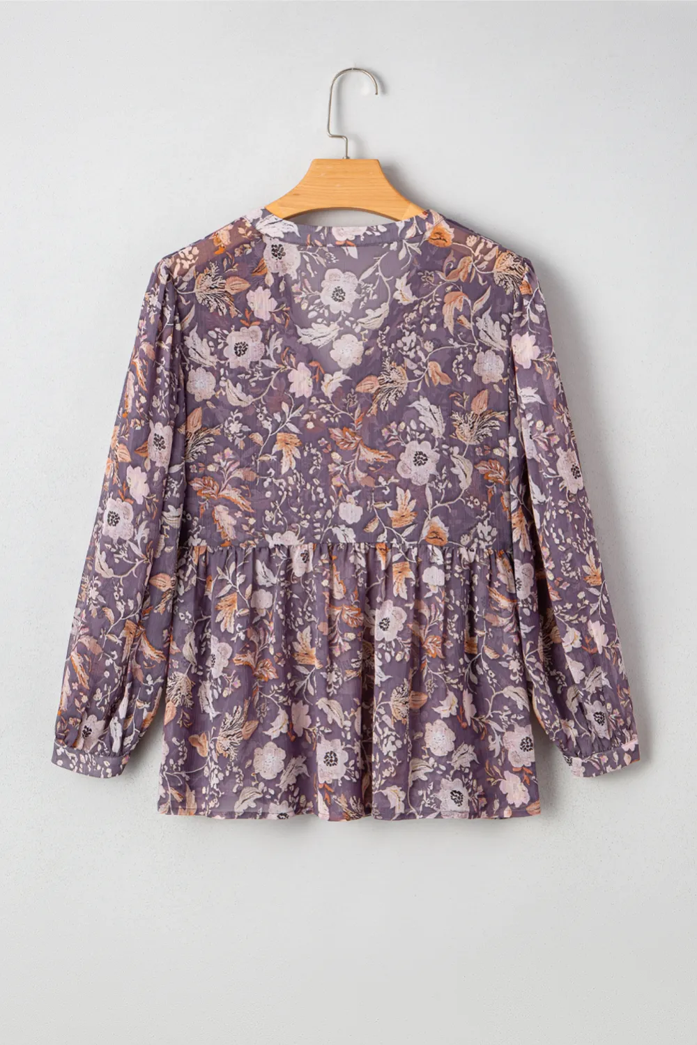 Blue Boho Flower Print Three Blouse