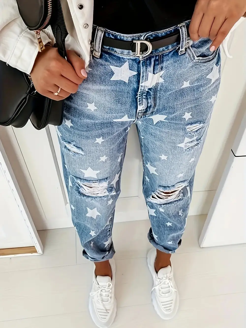 Modern High Waist Distressed Denim Jeans