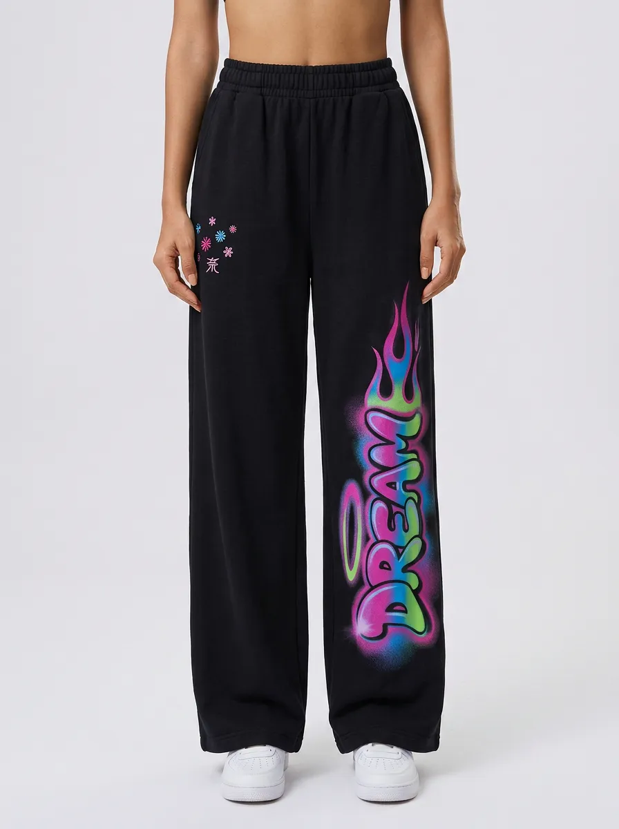Women's Streetwear Dream Flame Graffiti Printed Sweatpants
