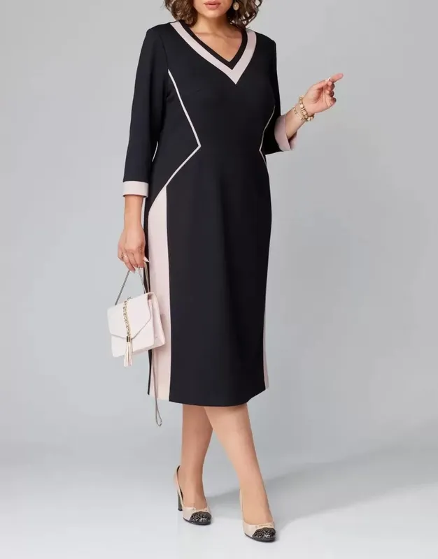Elegant V-neck Midi Dress