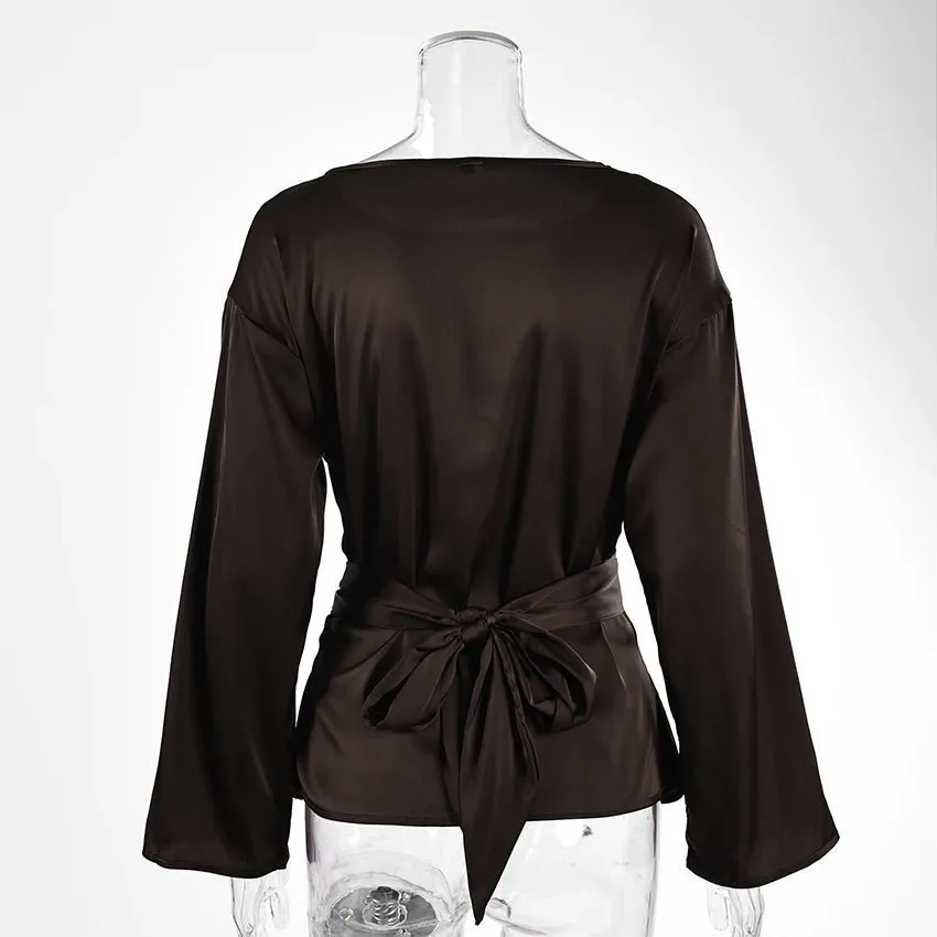 Tie-Back Satin Blouse