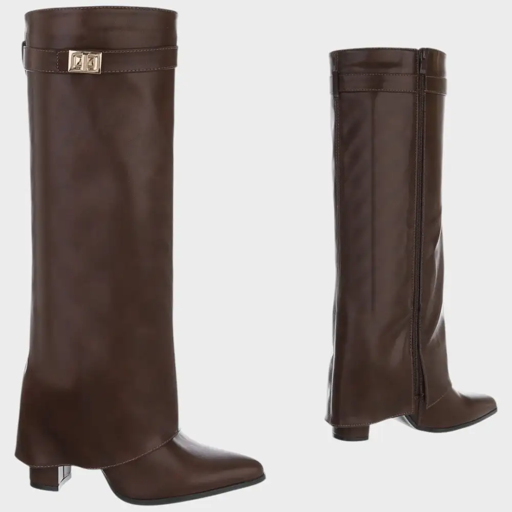 Leather Chunky Sole Tall Boots