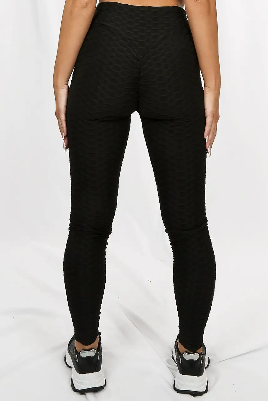 Textured Black Leggings For Edgy Casual Style