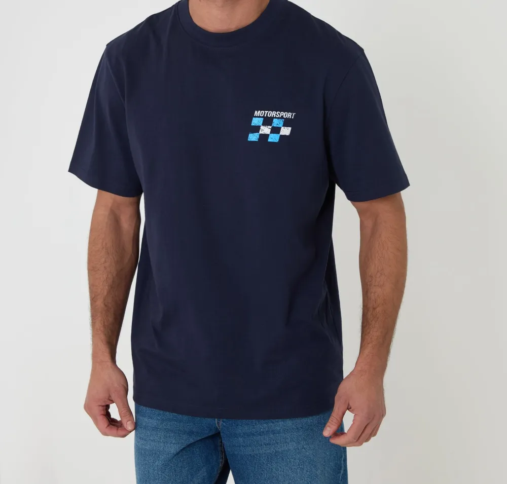 Men's Navy Relaxed-Fit Graphic Cotton T-Shirt