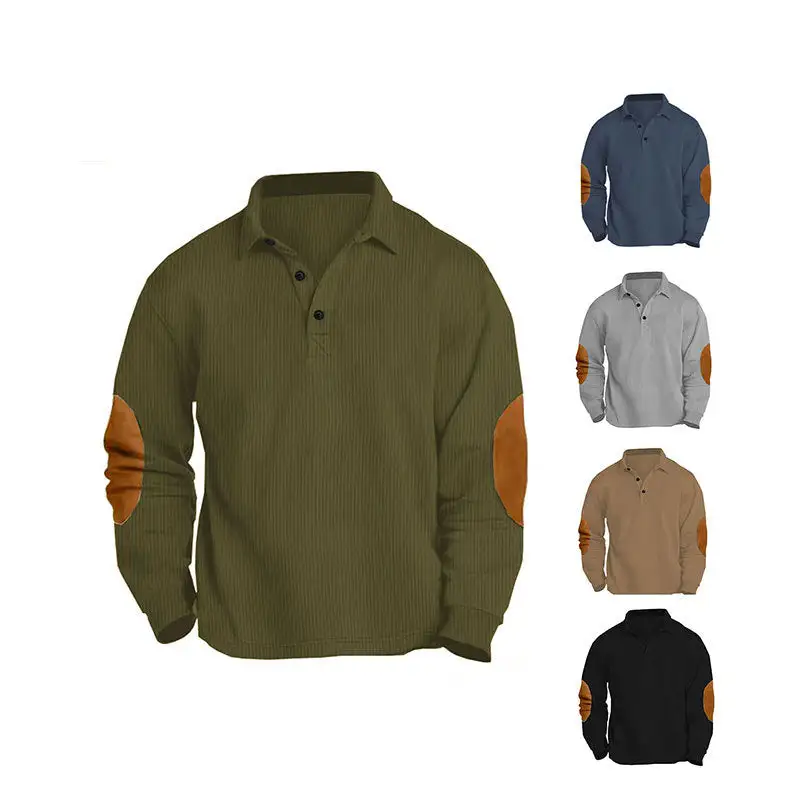 Contemporary Button Placket Long Sleeve Polo Shirt