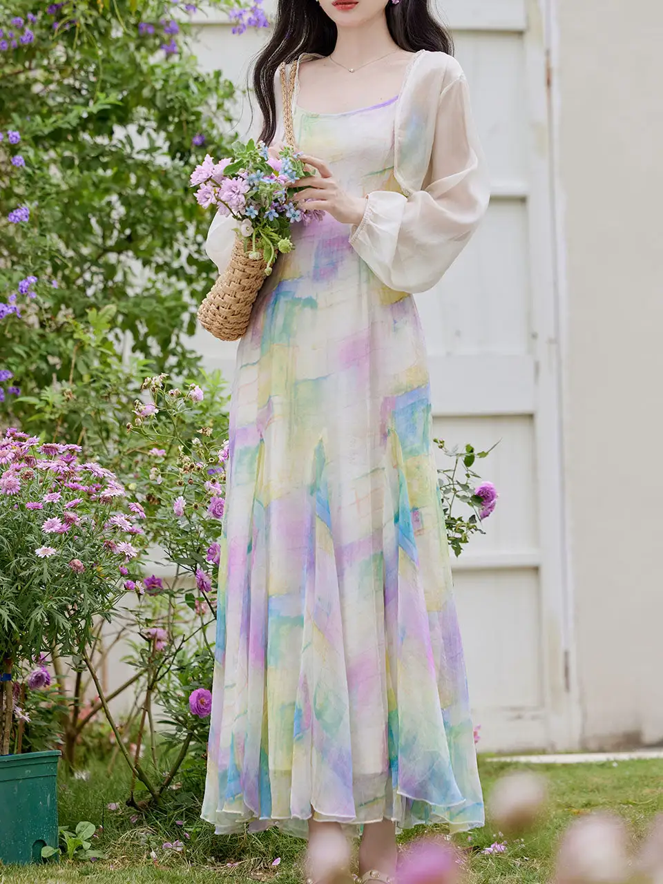 Textured Spaghetti Strap Maxi Dress