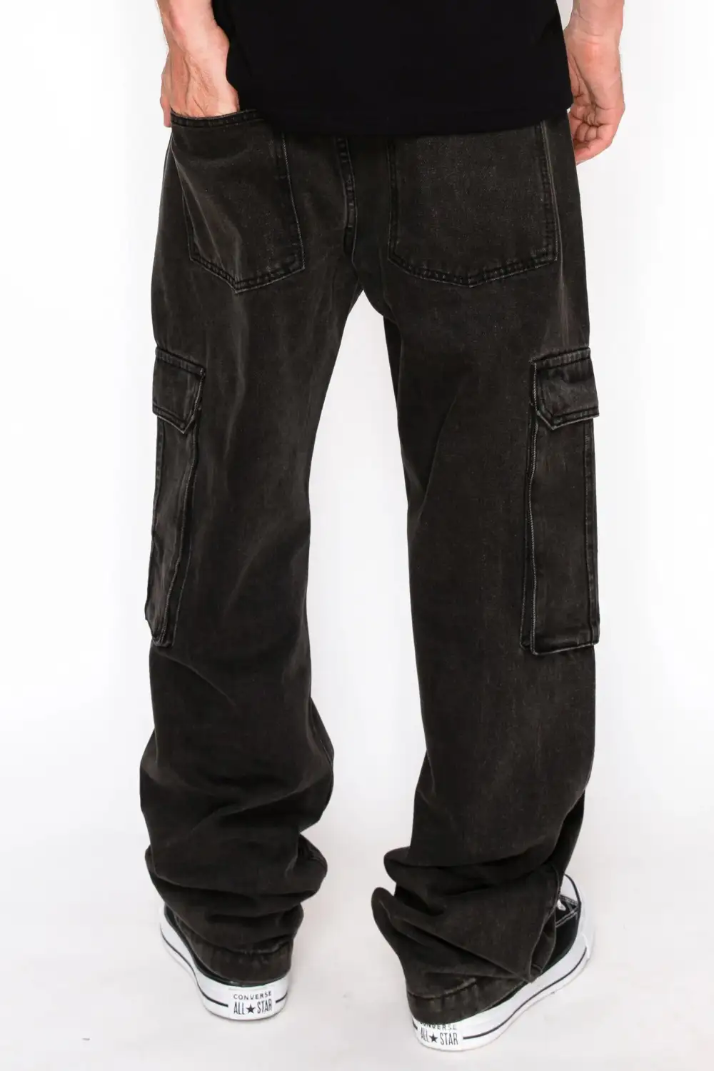 Men's Front Seam Baggy Fit Cargo Denim Jeans